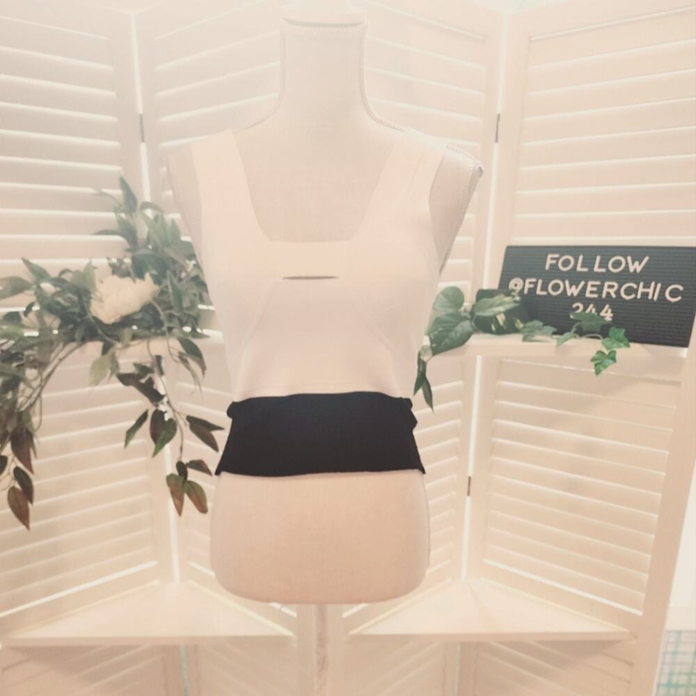 NARCISCO RODRIGUEZ BLACK WHITE CROP SIZE 40(MED)